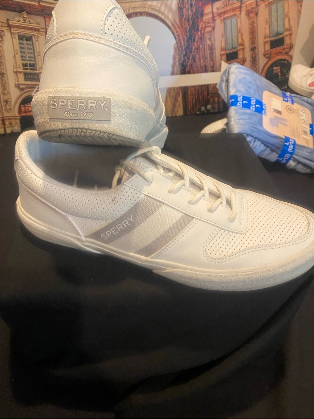Sperry Men’s White Leather Perforated Boat Shoe